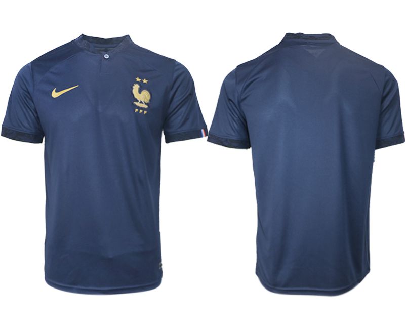 Cheap Men 2022 World Cup National Team France home aaa version blue blank Soccer Jerseys